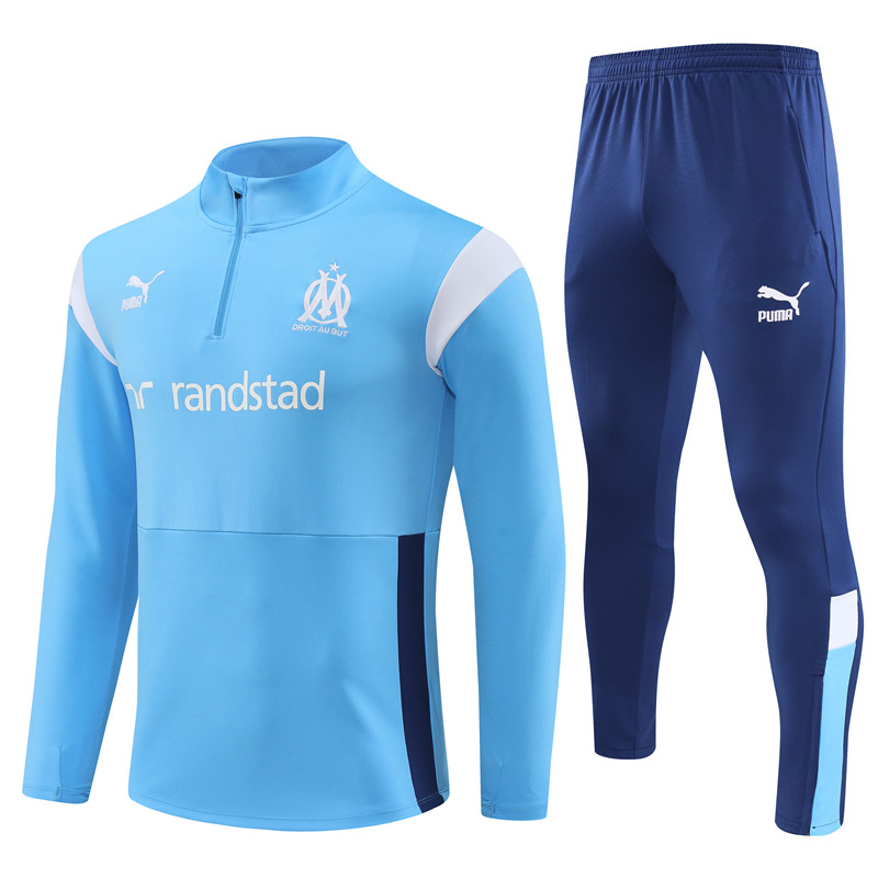 Marseille 23-24 Kids Long Sleeve Training Set Blue and White